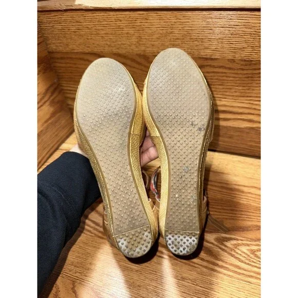 Toms Womens Brown Leather Comfort Tassels Wedge Heel Espadrille Sandal Size 8.5 - Picture 6 of 6